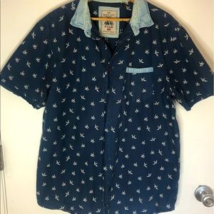 Brave Soul Short sleeve sparrow bird novelty print button down shirt